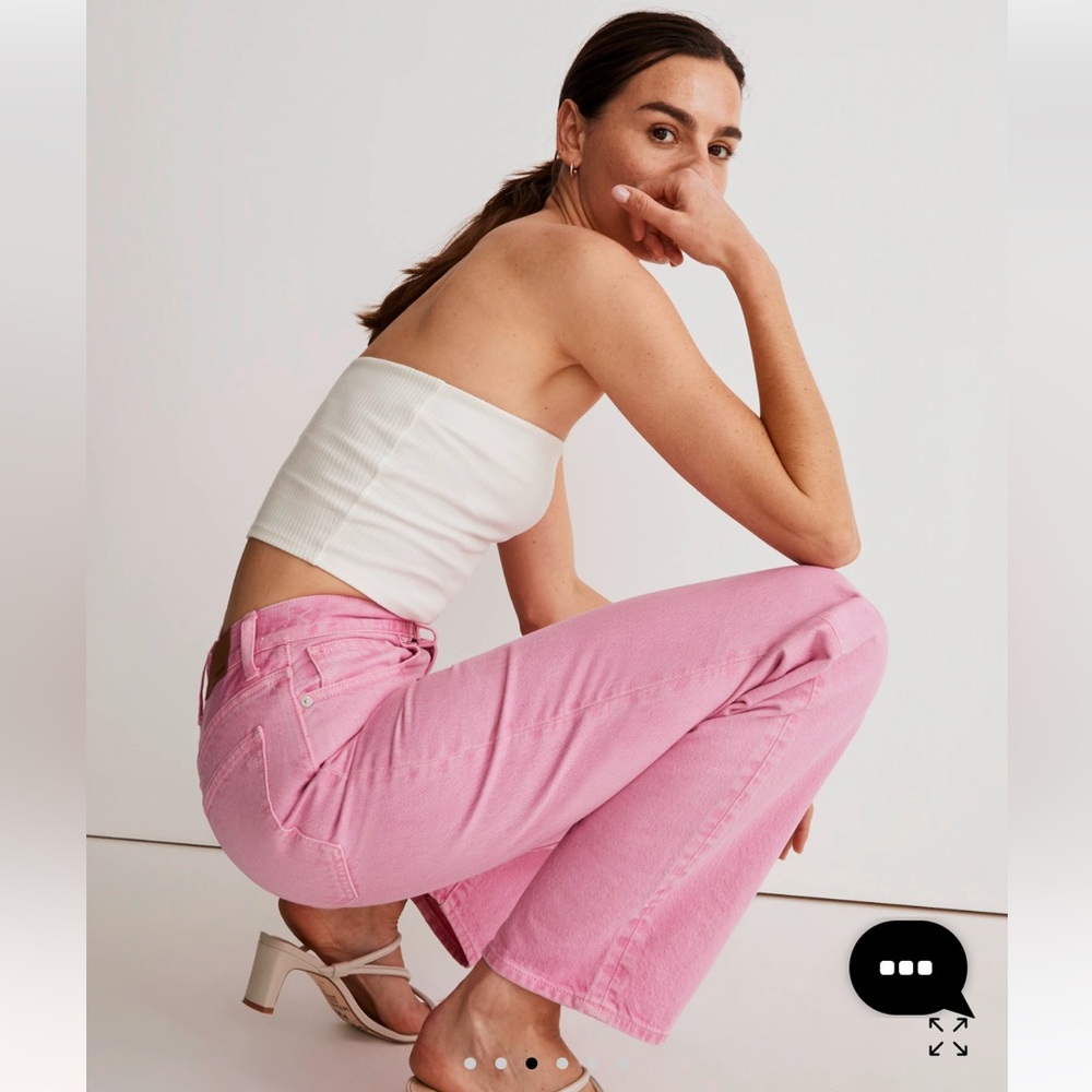 NWT Madewell Baggy Straight Jeans In Retro Pink Size 26